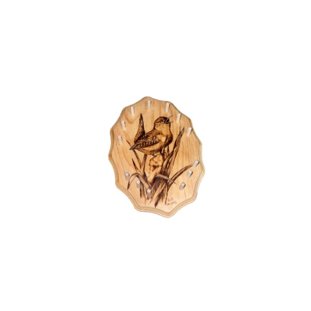 🆕 Handmade Wooden Key Hanger with Etched Bird and Bullrush Scene